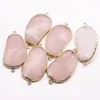 Pendentif Colliers 30 24mm Pierre Naturelle Rose Quartz Charmes Connecteur Double Trou 6pcs Pour DIY Femmes Hommes Bijoux Bracelet Fabrication En Gros