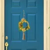 Decorative Flowers Boho Wreath Lamp String Lighted Macrame Garland For Front Door Wedding