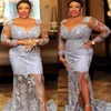 Arabski Aso Ebi Ebi Mermaid Sier Dresses Cequined Lace Even Even Formal Party Drugi przyjęcie urodzinowe zaręczyny Druhna Sukienki ZJ703 407