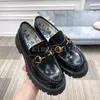 Loafers Buckle Designer Women Dress Casual Cowhide Leather Shoes Oxfords Lady Round Toes Shoe Black Bottom Ladies Platform Sneakers 5