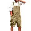 Shorts pour hommes été hommes salopette couleur unie grandes poches barboteuse courte Cargo ample combinaison grande taille décontracté ensemble quotidien porter Z0216