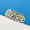 Klaster Pierścienie Wuiha Classic Solid 925 Srebrny srebrny asscher Cut Stworzenie Moissanite Crełaże Wedding Pierścień zaręczynowy Fine Jewelry