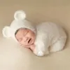 Kledingsets Furry Baby Bear Rompers Voeten Jumpsuit Hat 2pcs Sets Mink Hair Infant Boy Girl Pography Clothing Costuums PO Props 230217