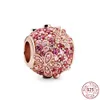 925 Sterling Silver New Fashion Women Ciondolo, perle a forma di cuore rosa, fiori, palloncini, amore, compatibile con il braccialetto Pandora originale, gioielli fatti a mano