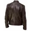 Giacca da uomo in pelle sintetica moda autunno uomo nero marrone uomo colletto alla coreana cappotti motociclista moto punk 230217