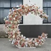 Flores decorativas 230 CM Planta Arreglo floral en forma de luna Rosa Fila artificial Boda Decoración arqueada Fondo Ventana de pared