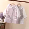 Filles Robes Mignon Bébé Printemps Automne Puffle Manches Enfants Princesse Vêtements Plaid Poupée Col Parti Adolescents Porter pour 6 8 10 12 Ans 230217