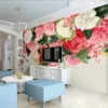 壁紙カスタムサイズ花柄の手描きローズフラワーリビングルーム壁画3Dウォールペーパーホーム装飾ベッドルーム自己接着壁紙
