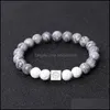 B￤rade str￤ngar 8mm White Dyed Lava Stone Chakra Strand Armband For Women Men Yoga Buddha Energy Jewelr Hela droppleverans smycken DH7Z8