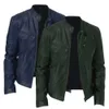 Herrläder faux män ytterkläder slät yta manlig blixtlåsfickor jacka kappa temperament streetwear 230217