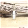 Colliers pendentifs Mticolor Collier en cristal naturel Fil Wrap Rose Quartz Point Hexagonal Pendum Gems Chakra Pendo Jewelr Sexyhanz D Dhfri