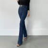 Damesjeans pantalones de mezclilla flare 2023 ajustado cintura alta elegante b60 longitud completa sueltos mujer nueva pierna