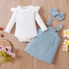 Pajamas Ma Baby 018M Autumn Girls Clothes Set born Infant Girl Ruffles Romper Corduroy Pocket Skirts Overalls Clothing DD43 230217