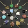 Pendant Necklaces Natural Stone Tiger Eye Stoneturquoise Opal Pink Crystal Heart For Women Reiki Heal Pendum Charms Necklace Drop De Dhgqi