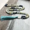 Pendant Necklaces 108 Prayer Beads Mala Necklace With Clear Q-artz Guru Stone Men Women Fashion Tassel Gift Knotted Amazonite Jewrly