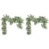 Decorative Flowers 2Pcs Lambs Ear Garland Greenery And Eucalyptus Vine / Light Colored Flocked Leaves Soft Drapey Wedding