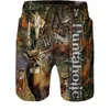 Shorts pour hommes Printemps été Animal cerf chasse camouflage unisexe 3D imprimé Shorts hommes pêche en plein air Camping vêtements de sport surdimensionné pantalon court Z0216