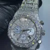 Mode de haute qualité Iced Out WatchesMens Wrist Luxury Round Cut Lab Gr D8F5