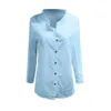 Blouses voor vrouwen vallen vrouwen lange mouw linnen blouse shirt zwart witte knop boven shirts vrouw pure kleur casual down kraag