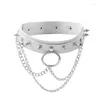 Girocollo in pelle a spillo colletto punk donna uomo rivetti con borchie chocker catena collana robusta gioielli gotici accessori emo gotici