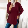 Kadın Sweaters Crewneck kazak soğuk kış uzun kolu katı yeşil siyah gevşek kazaklar jumper tunik üstleri dişi harajuku örme üst ol