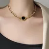 Collane con ciondolo Placcato oro Doppi lati esagerati Catena spessa Collana in acciaio al titanio Personalità Clavicola Moda Maglione Donna