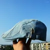 Beret verstellbare Denim Berethüte Männer Frauen Unisex Jeans Sboy Hat Frühling Herbst Peaked Cap Casual Forward Caps 2023