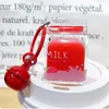 Keychains Creative Color Moving Liquid Keychain Acrylic Box Fruit Milk Bottle Personality Car Key Hoder Bag Pendant Keyring Gift