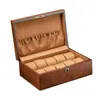 Bekijk dozen houten doos vergrendeling sieraden oorbellen ringen ketting organisator houder