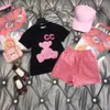 Clothing Sets Kids T Shirt Pink Shortst Fashion British Summer Childrens Treasures and Girls