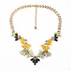 Choker Dress Match Arrival Resin Zinc Alloy Wide Gold Color Chain Bright Colorful Gem Collar Necklace