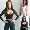 Women's Blouses Shirts Summer Fashion Women Sexy Cutout Long Sleeve Lace Shirt Tops Blouse Crop White Black 230217