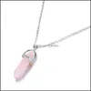 Pendant Necklaces Personality Hexagonal Column Quartz Necklace Fashion Natural Stone Opal Pink Crystal Ladies Jewelry Drop Delivery P Dhfc6