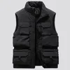 Gilet da uomo 2023 Inverno Uomo Warm Cargo Foderato in pile Spessore Abbigliamento da lavoro termico Gilet Giacca senza maniche da esterno Big Size 230217