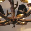 Hängslampor American Country Retro Harts Antler Chandelier för modern mats vardagsrum armaturens heminredning Vintage Rustik Lighpendant