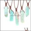 Pendant Necklaces Healing Natural Stone Mineral Irregar Rec Quartz Pendum Amazonite Tiger Eye Lapsi Pink Crystal Necklace Vipjewel D Dh5Vn