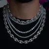 Kedjor 2023 Fashion Hip Hop Rock Punk Men Boy Choker Chain Iced Out Bling Micro Pave White Pink CZ Snouts Pärled Necklace