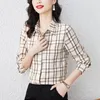 Camicette da donna Vintage Classic Plaid Primavera Estate Casual Camicie da donna 2023 Camicetta monopetto coreana retrò semplice OL Top da donna