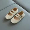 Flat Shoes Kids Boys девочки кожа, повседневная детская принцесса Pure Color Spring Summer Shoes Smg212