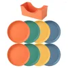 Plates 8pcs/Set 6inch Snack Fruit Salad Plate Desktop Bone Residue Dishes Small Trays Baby Feeding Kitchen Dinnerware