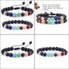 Charm Bracelets 8Mm Natural Stone 7 Chakra Black Lava Weave Tree Of Life Aromatherapy Essential Oil Diffuser Bracelet For Women Men Dhdka