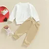 Pijama Sevgililer Günü Sonbahar Toddler doğumlu bebek erkek kızlar giysi setleri 03y mektup baskı uzun kollu sweatshirtslong pantolon 230217