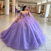 Lilac Lavender Quinceanera платья 2023 с 3D Florals Puffy vestidos paraxv Anos 15 -летний выпускной платье Принцесса Платье по случаю дня рождения элегантные женщины сладкие 16 платьев