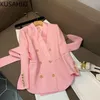 Abiti da donna Blazer KUSAHIKI Autunno Cintura Vita sottile Donna Coreano Doppio petto Manica lunga Risvolto Giacca Moda Cappotto elegante 230216