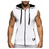 Herentanktops 2023 Men Mouwloze bodybuilding Hoodie Workout Solid Slim Vest Camiseta Casual capuchon Sweatshirt Vesten My359