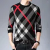 Camisolas masculinos 2023 Marca de moda Knit Designer de ponta de lã de inverno Sweater Black Sweater para homens Auto Casual Lattice Jumper Mens