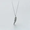 Chaînes Bohême Élégant Plume Pendentif Colliers Réel 925 Sterling Argent Minimaliste Accessoires Fine Jewelry Pour Femmes Cadeaux De Fête