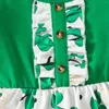 Flickklänningar St Patrick Day Baby Dress Spring Ruffle Long Sleeve Outfits Fashion Clover Print Toddler Clothes Kid's 6M-5Y