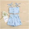 Kleidungssets Mode Baby Mädchen Blumendruck Kleidung Set Irregar Saum ärmellose abgeschnittene Tops kurz für Sommer 6M4T Drop Lieferung Ki Dhnum