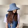 넓은 브림 모자 색상 이용 가능한 패션 캐주얼 한 뚜껑 기질 여성 야외 태양 보호 선 스크린 귀여운 데님 신선한 버킷 모자